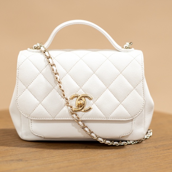 CHANEL Business Affinity Crossbody and Top Handle Bag - White - Picture 1 of 16